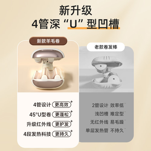 奥克斯13mm羊毛卷电发棒水波纹烫发神器小卷小波浪夹板蛋蛋卷发棒 - 图0