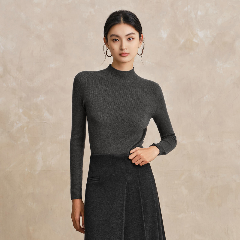 【专柜买手珠珠】亦谷半高领针织衫女秋冬修身内搭打底衫上衣,淘宝优惠券,粉丝福利购,淘宝优惠卷