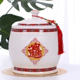 Церамический рисовый резервуар Jingdezhen с крышкой с крышкой масла и бака с водой Домохозяйственные рисовые ящики для герметизации насекомого прилив 10 кг.