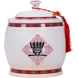 Церамический рисовый резервуар Jingdezhen с крышкой с крышкой масла и бака с водой Домохозяйственные рисовые ящики для герметизации насекомого прилив 10 кг.