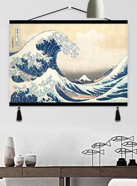 日式浮世绘名画定制实木玄关