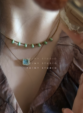 【3件5.8折】小众设计感天然石项链女锁骨链串珠毛衣链配饰新品