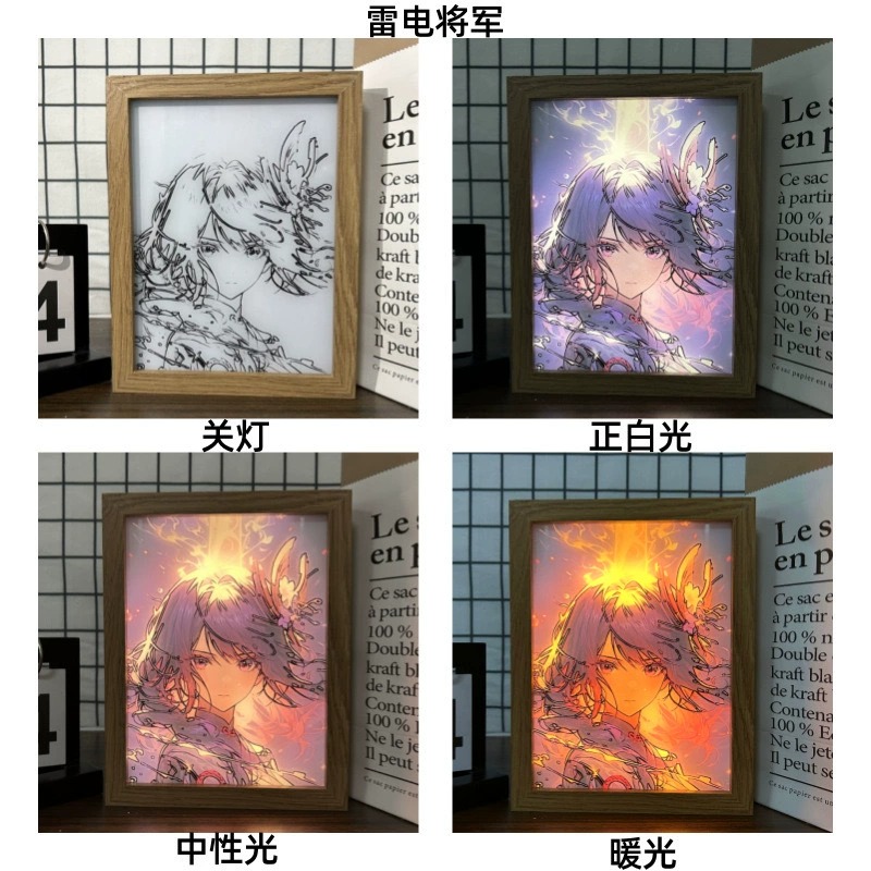 芙宁娜原神周边手办亚克力芙卡洛斯水神莱欧斯利生日礼物灯光画 - 图2