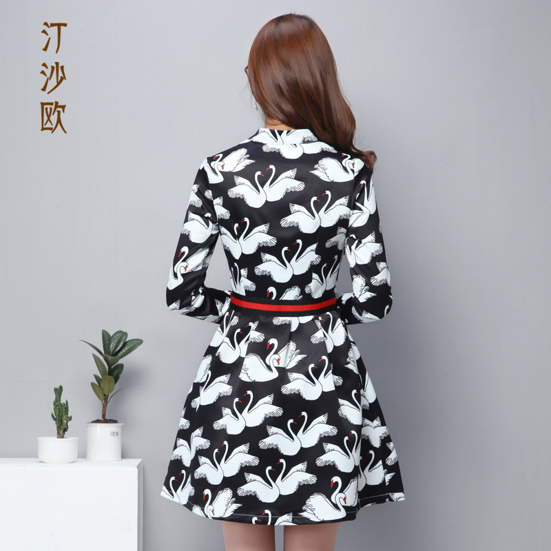 汀沙欧新款秋冬长袖复古淑女连衣裙 汀沙欧连衣裙