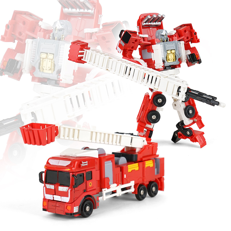 合金版合体变形消防车玩具儿童男孩机器人警车汽车人组合套装-图2