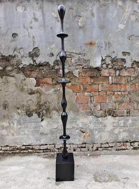 定制侘寂风设计师木雕实木卧室摆件雕刻设计师落地实木制品