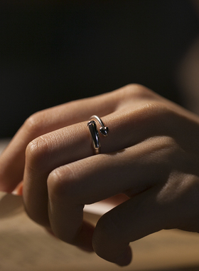 原创设计爱是幸福的纯银情侣戒指