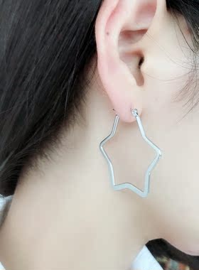小众时尚风耳环五角星大圈圈