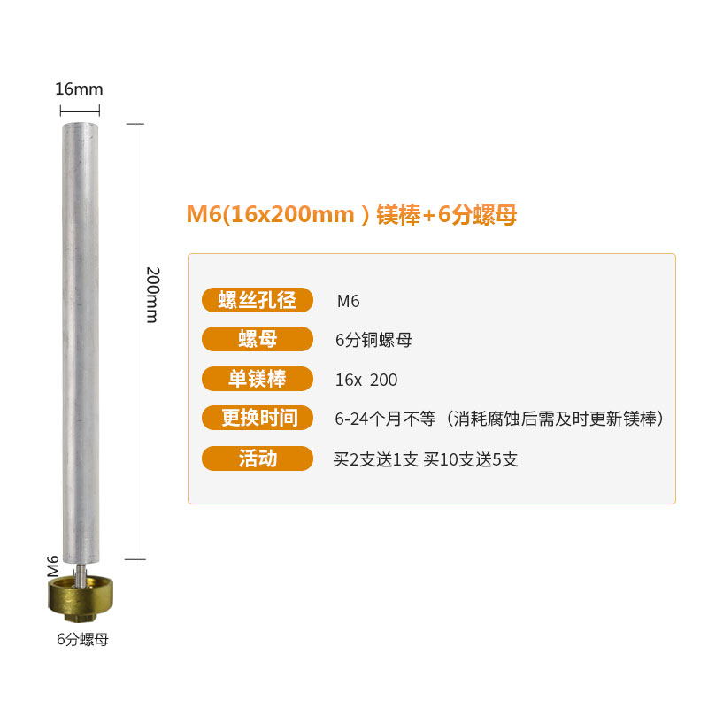 通用美的万和电热水器镁棒E40-T3G-22/F50-21B/DSCF6080L阳极镁棒 - 图2