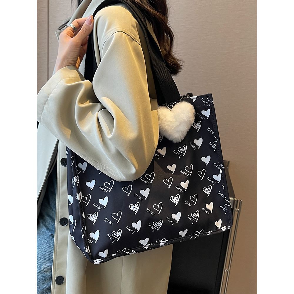 大容量帆布包包女夏季时尚单肩托特包学生外出手提补习袋子 - 图1