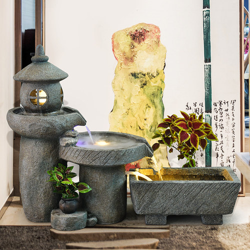 假山流水喷泉摆件庭院水景阳台鱼池室内景观造景玄关露台花园布置 - 图1