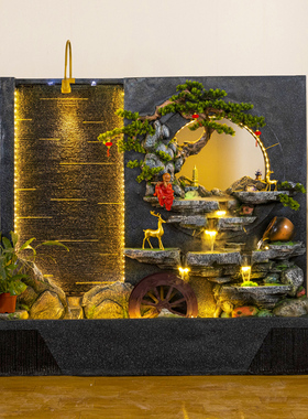 落地水景风水轮喷泉假山流水摆件