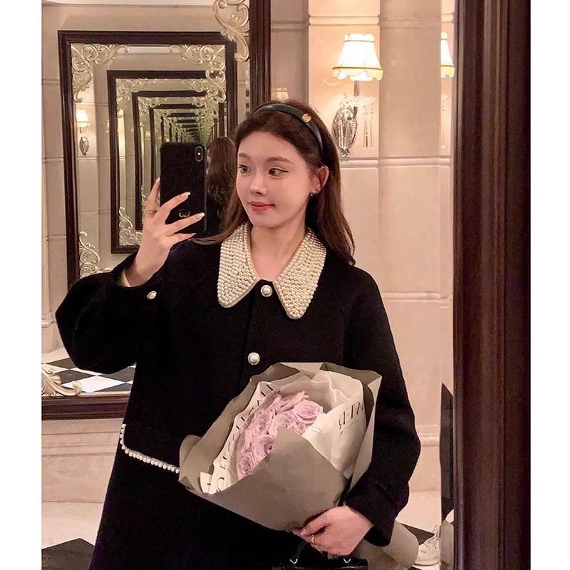 100%羊毛赫本风黑色双面呢外套大码胖mm短款小个子零羊绒大衣女,淘宝优惠券,粉丝福利购,淘宝优惠卷