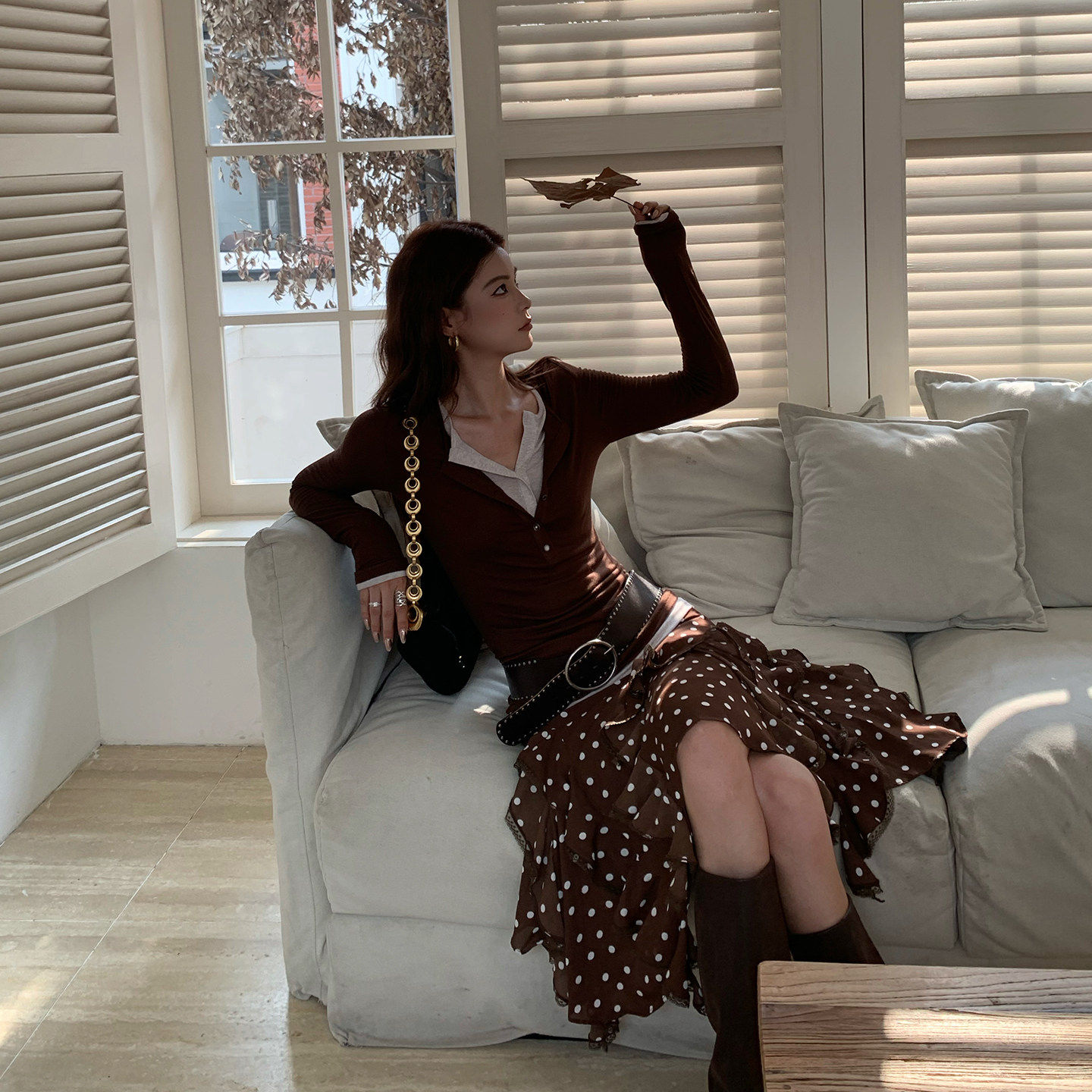 爵莱菲大码2026复古波点设计感不规则半身裙女高腰显瘦a字裙子,淘宝优惠券,粉丝福利购,淘宝优惠卷