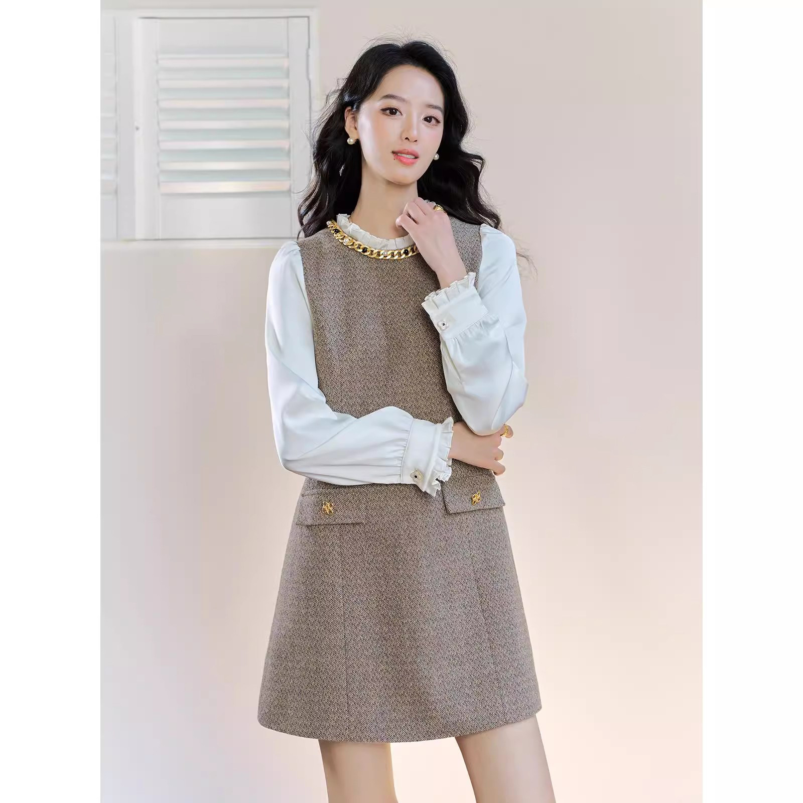 爵莱菲大码新款法式名媛千金风长袖连衣裙女小香风高级a字裙子,淘宝优惠券,粉丝福利购,淘宝优惠卷