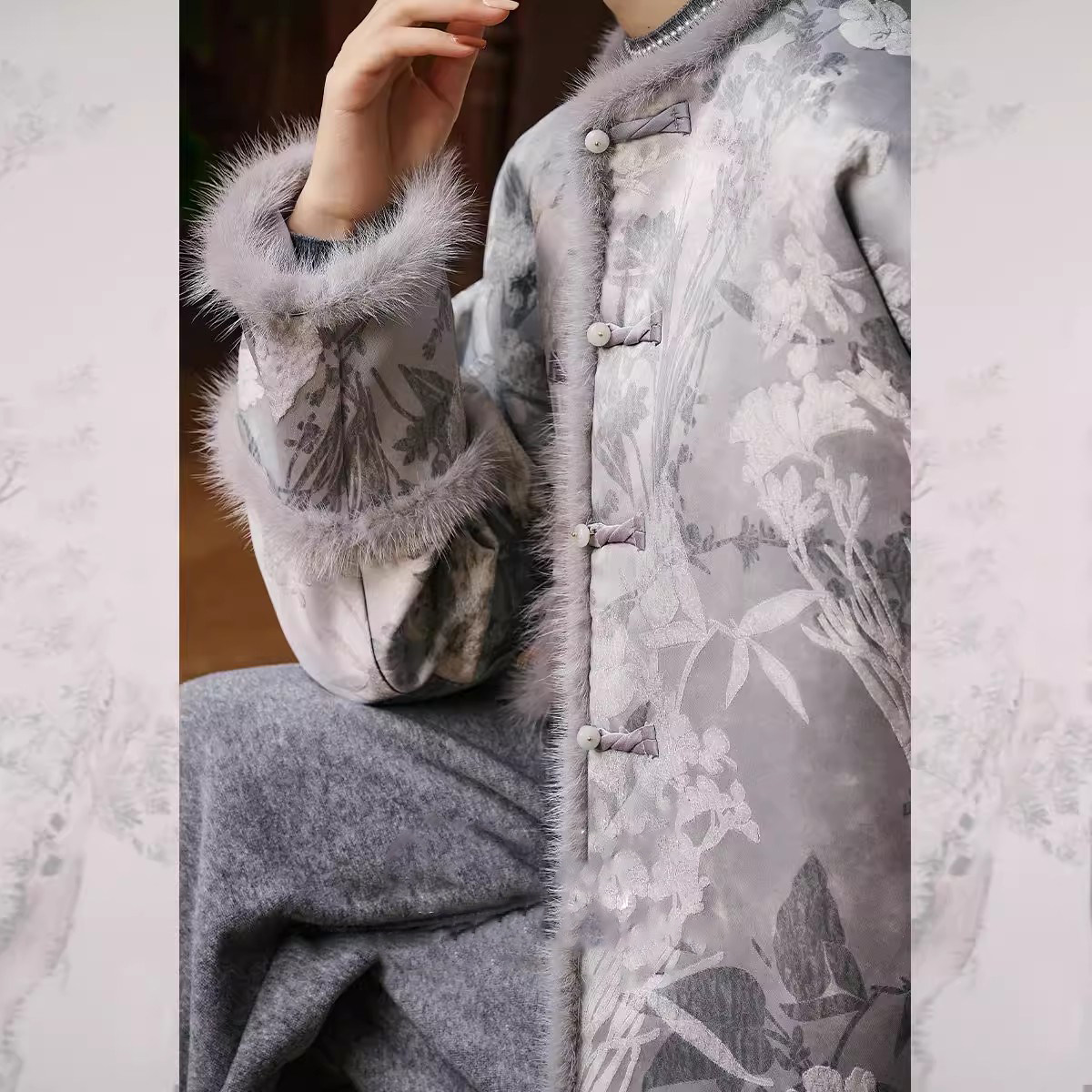 爵莱菲大码胖mm人丝炒色提花夹棉外套新中式棉袄国风棉衣兔毛2025,淘宝优惠券,粉丝福利购,淘宝优惠卷