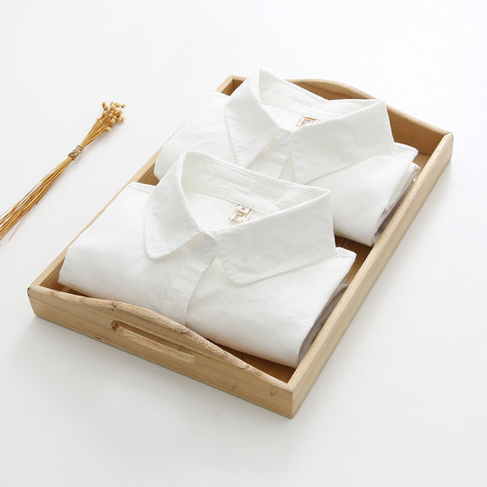 Camisa de algodón blanca camisa interior sencilla de mujer de manga larga