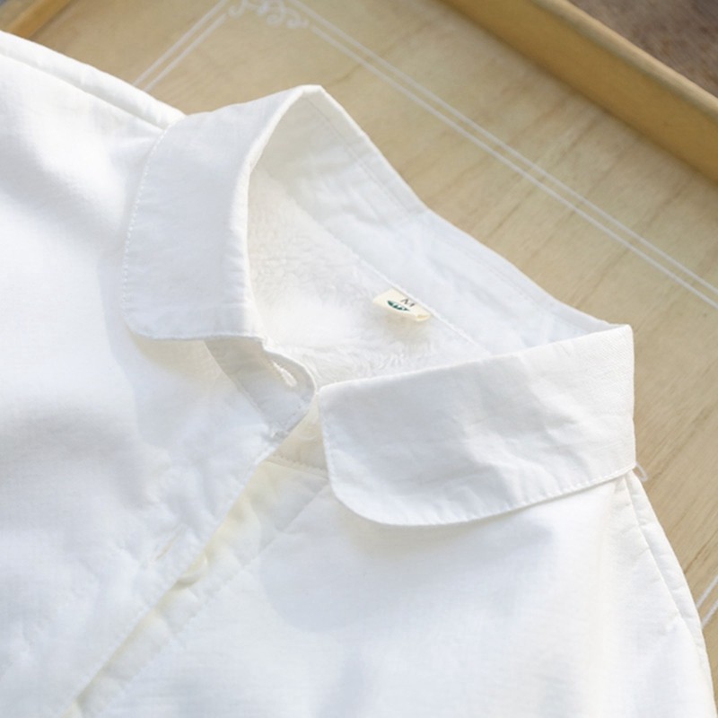 秋冬新款学生百搭娃娃领加绒白衬衫女长袖保暖加厚基础款打底衬衣,淘宝优惠券,粉丝福利购,淘宝优惠卷