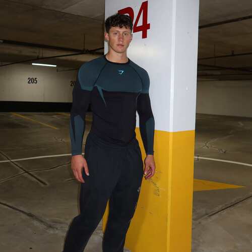 长袖无缝gym_shark Onyx 5.0 紧身衣 弹力运动训练修身上衣健身服 - 图1