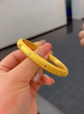 黄金包银红宝石十字手镯高定