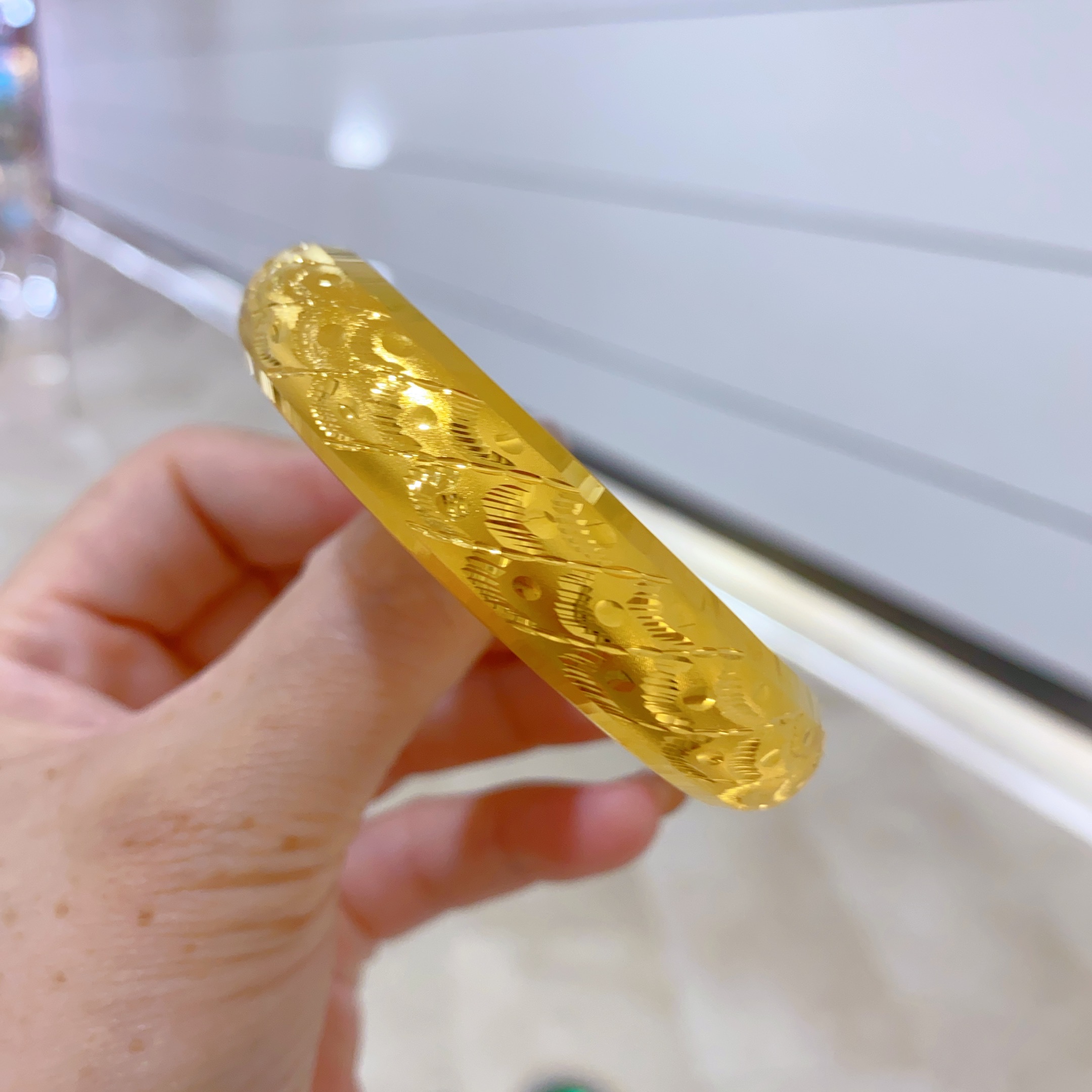 金包银手镯女新款古法亮面车花精致小众轻奢闭口镯子时尚百搭定制 - 图1