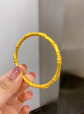 金包银实心手镯女小众款竹节手镯