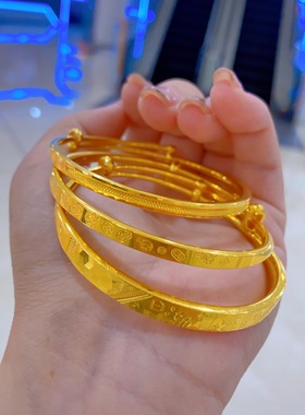 金包银实心光面平安暴富手镯