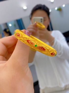 古法黄金包银手镯国风节日送礼物