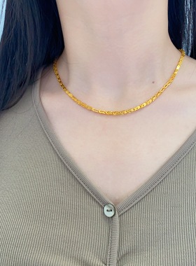 黄金包银小鱼锁骨链女友礼物
