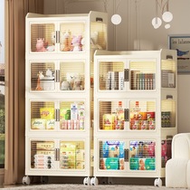 Transparent double door open large capacity accommodating cabinet Domestic clothing snacks storage box Living room Plastic finishing box free of installation