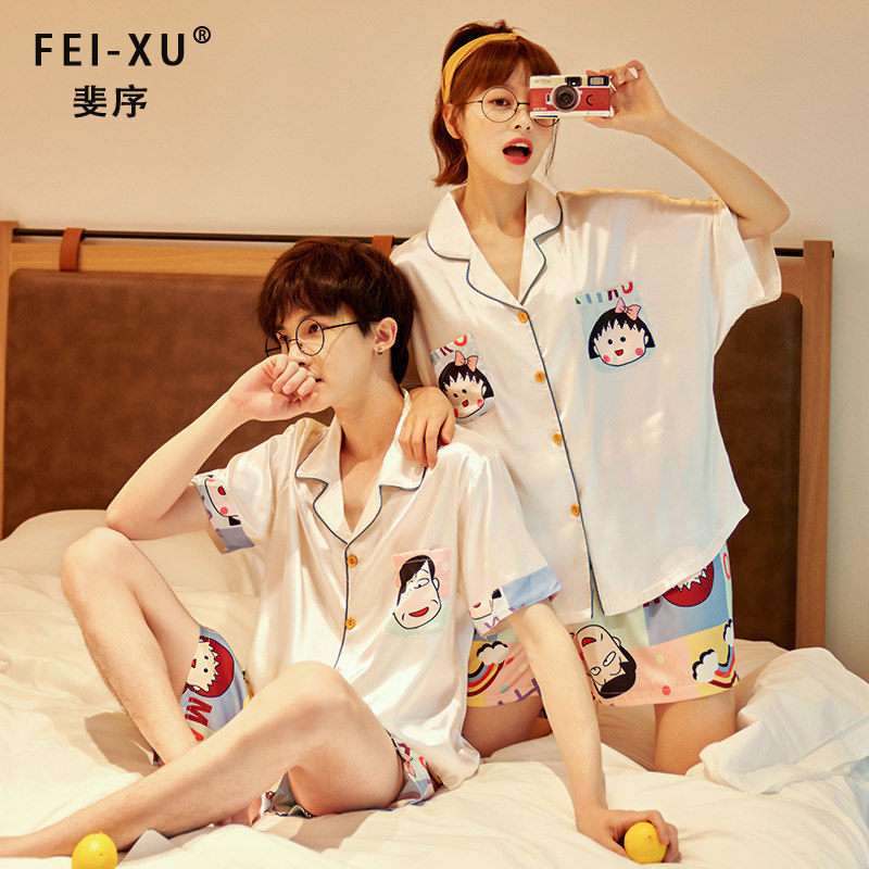 情侣夏季冰丝短袖可爱网红爆款睡衣 斐序睡衣/家居服套装