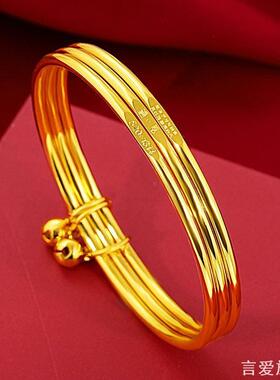 三生三世镀银手镯女三圈闭口万足