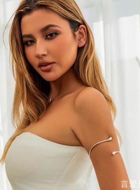 开口金属水滴臂镯女2025夏潮时尚