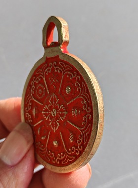 特价包邮纯铜手工朱砂九宫八卦牌吊坠男女项链护身转运挂件平安符