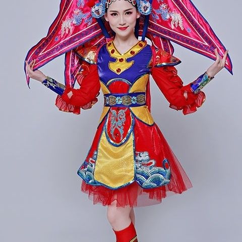 开场舞水鼓舞腰鼓队打鼓服花木兰演出服中国风京剧戏曲服装女戏服