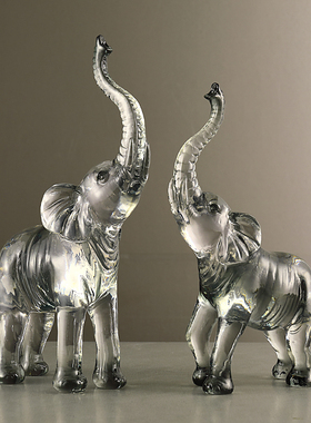 办公室桌面大象风水风生水起摆件一对招财镇宅高级感客厅轻奢高档