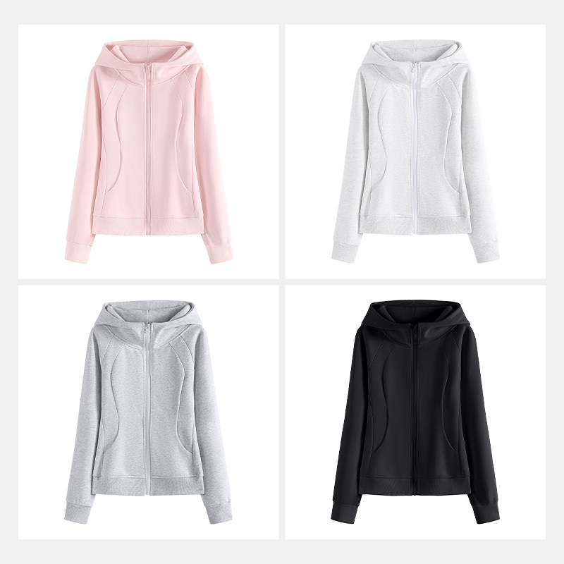 KMV真维斯修身卫衣外套女2026新款正肩收腰短款上衣紧身连帽内搭,淘宝优惠券,粉丝福利购,淘宝优惠卷