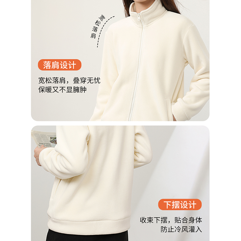 KCV真维斯冬季摇粒绒外套女士新款加绒加厚冲锋衣内胆保暖抓绒衣 - 图3