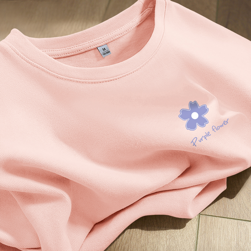 KMV真维斯白色短袖t恤女韩系chic别致上衣纯棉宽松大码正肩女体恤 - 图0