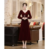 Летнее бордовое вечернее коктейльное платье, элегантное свадебное платье, бархатный элегантный лонгслив, изысканный стиль, по фигуре, крой «рыбий хвост»