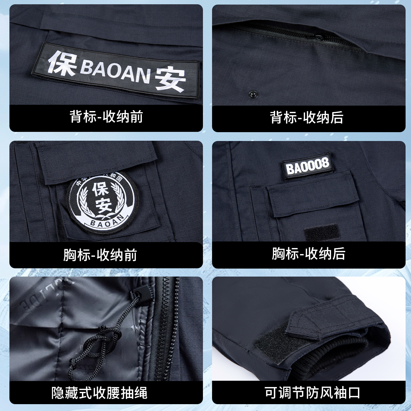 2011新式保安服工作服冬款加肥加大棉袄男士加厚中长款防寒制服女 - 图3