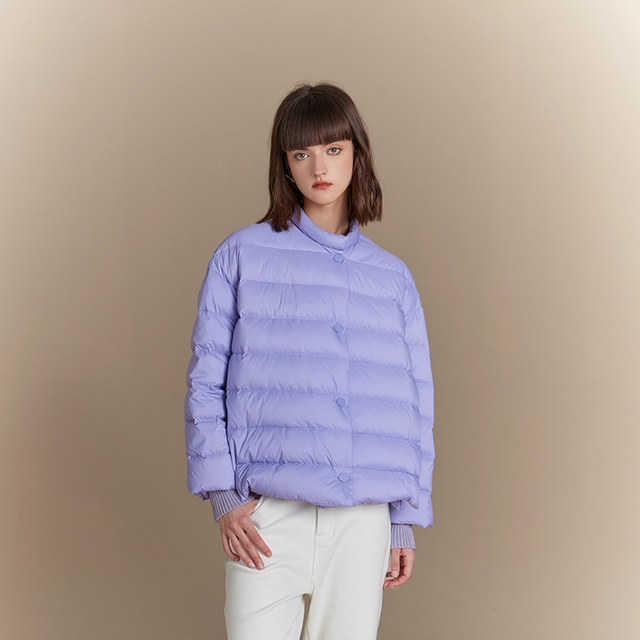 Taiwan embroidery commuter style short stand collar down jacket