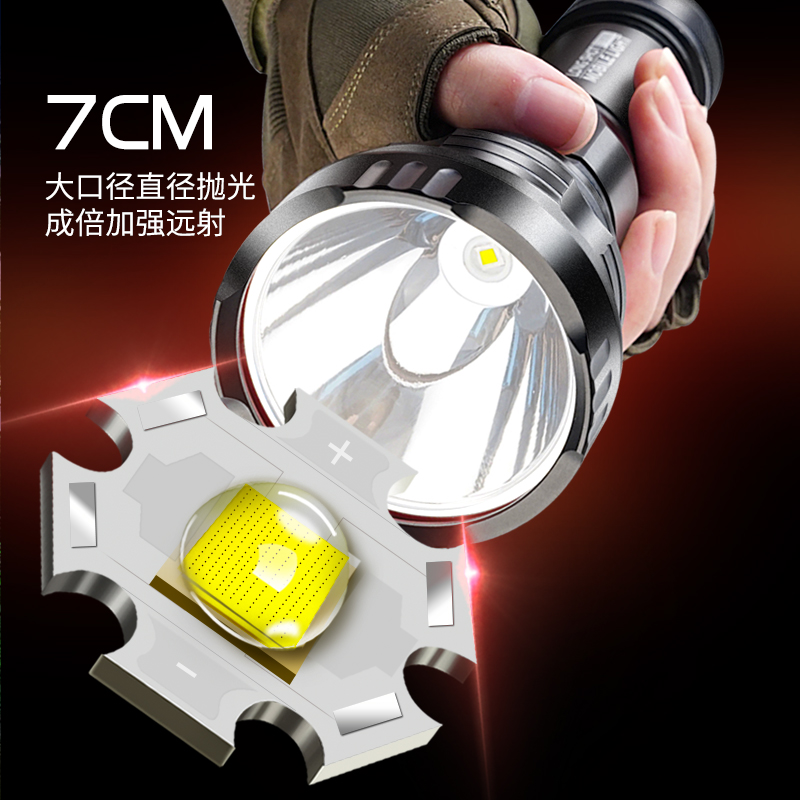硕森强光手电筒超亮可充电式户外大功率远射家用氙气多功能耐用灯-图0