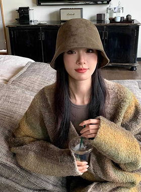 麂皮绒渔夫帽子百搭显脸小