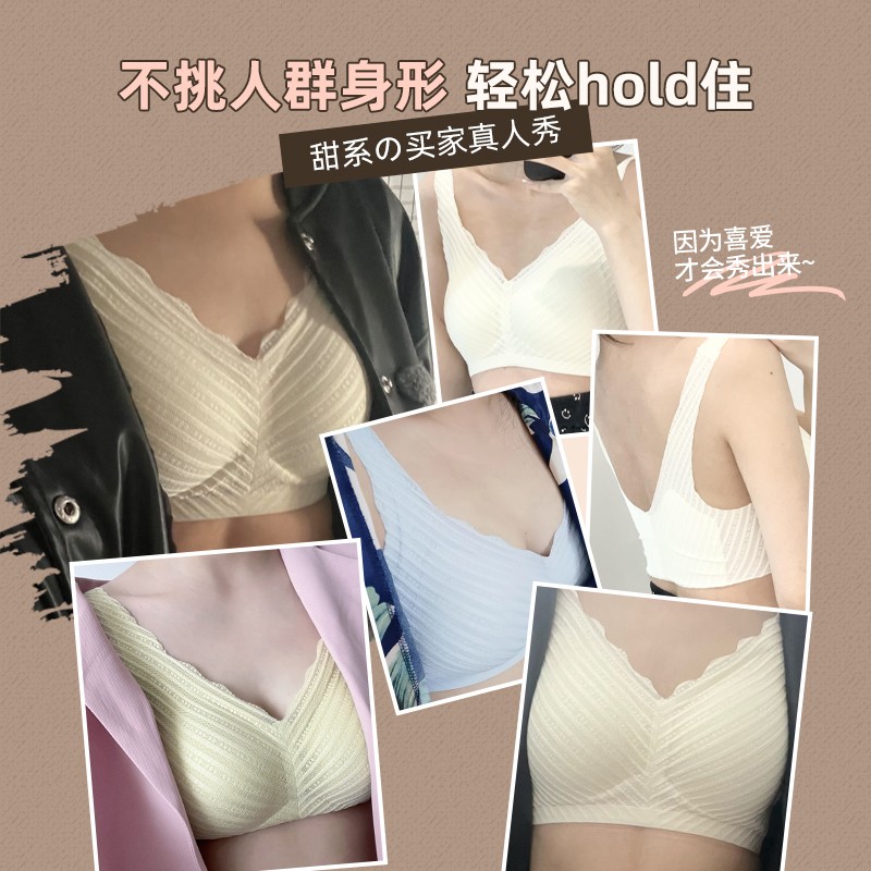 小胸聚拢内衣女无痕无钢圈收副乳防下垂超薄款调整型夏季胸罩显大 - 图0