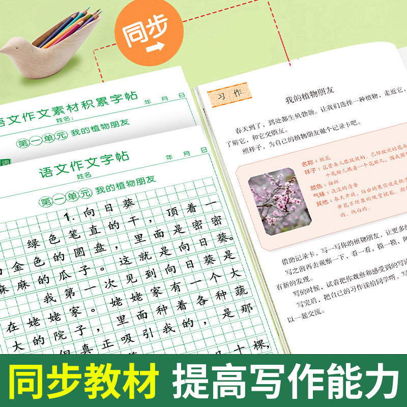 三年级下册同步作文练字帖语文满分作文人教版2025字帖小学生专用每日一练语文素材积累字帖好词好句好段积累本钢笔硬笔书法练字本,淘宝优惠券,粉丝福利购,淘宝优惠卷