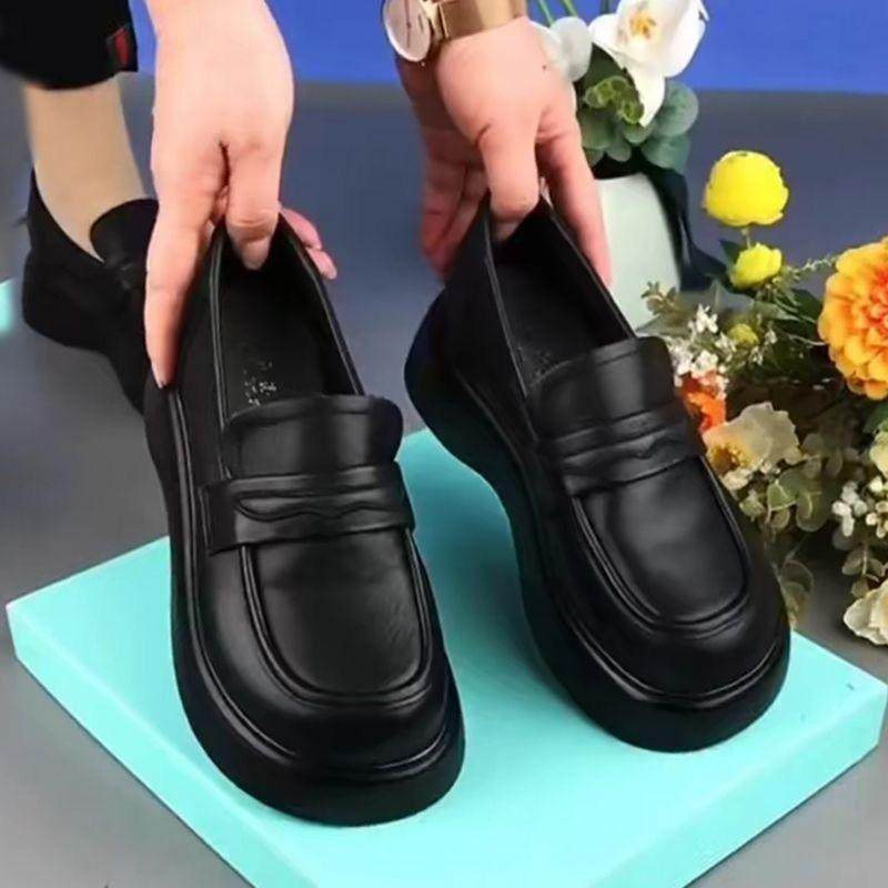 乐福鞋女真皮厚底英伦风小皮鞋2025春秋新款松糕单鞋一脚蹬工作鞋,淘宝优惠券,粉丝福利购,淘宝优惠卷