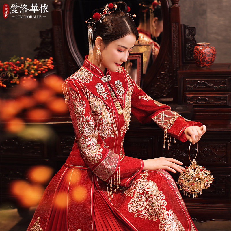 秀禾服新娘2020新款秋冬中式敬酒服 爱洛华依旗袍