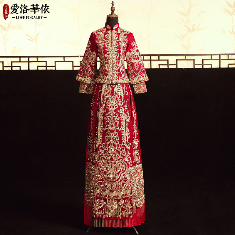 秀禾服2020新款秋冬中式结敬酒服 爱洛华依旗袍