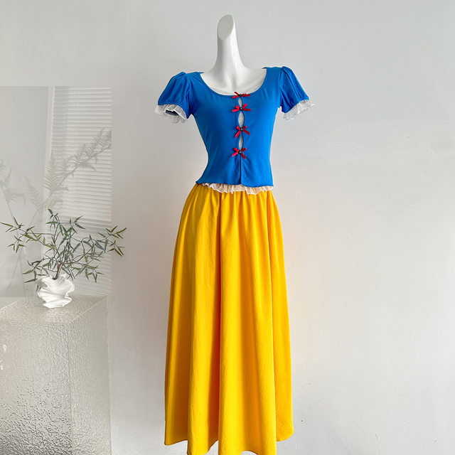 Snow White French Retro Princess Dress Slimming Versatile Top and Skirt Set